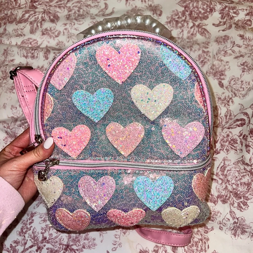 Miss Gwen’s OMG Accessories Pink Sequin Hearts Girls Small Backpack